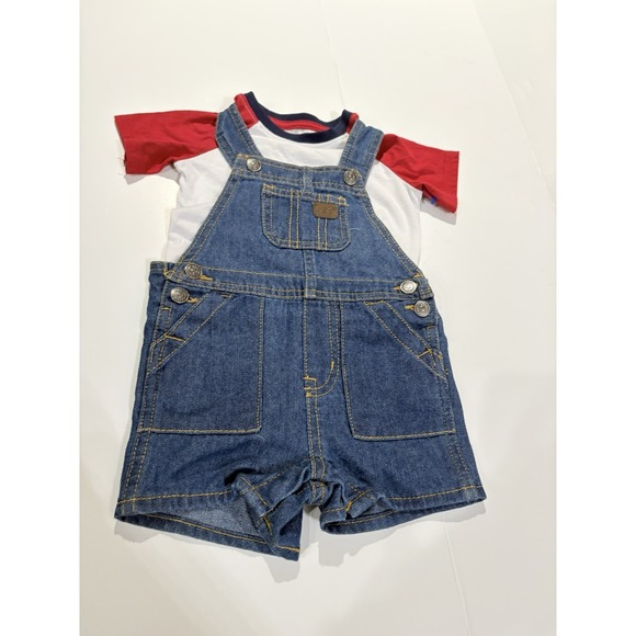 Lee Denim Shortall Jon-Jon Overalls Jeans 6-9 Months Baby 2 Piece Set - Picture 1 of 5